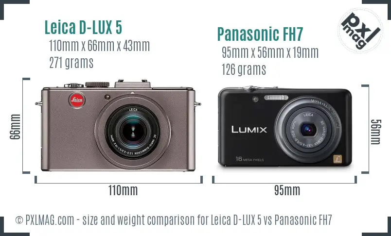 Leica D-LUX 5 vs Panasonic FH7 size comparison