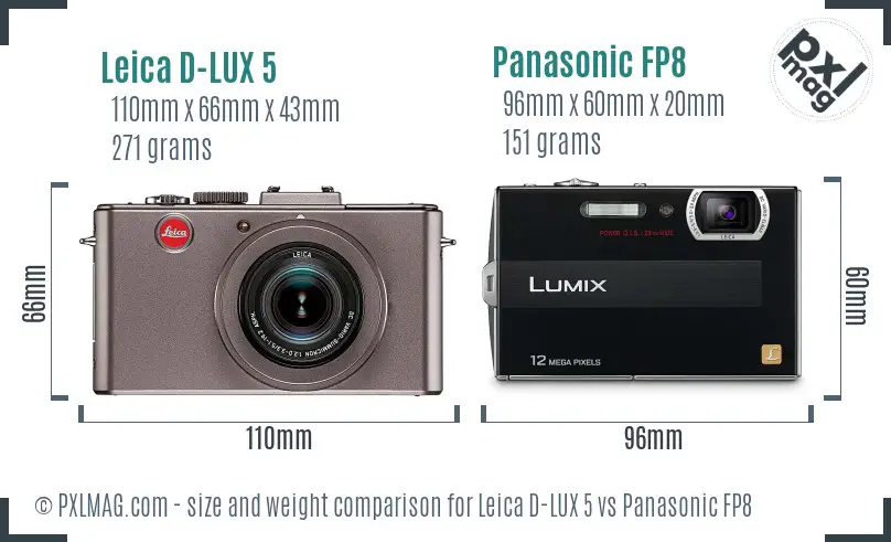 Leica D-LUX 5 vs Panasonic FP8 size comparison