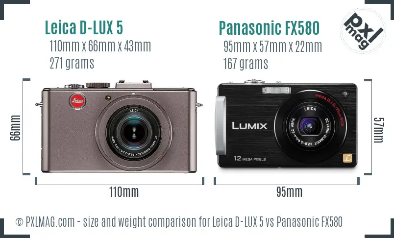 Leica D-LUX 5 vs Panasonic FX580 size comparison