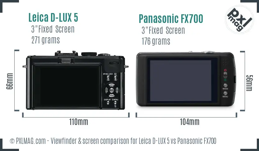 Leica D-LUX 5 vs Panasonic FX700 Screen and Viewfinder comparison Leica D-LUX 5 vs Panasonic FX700 Screen and Viewfinder comparison