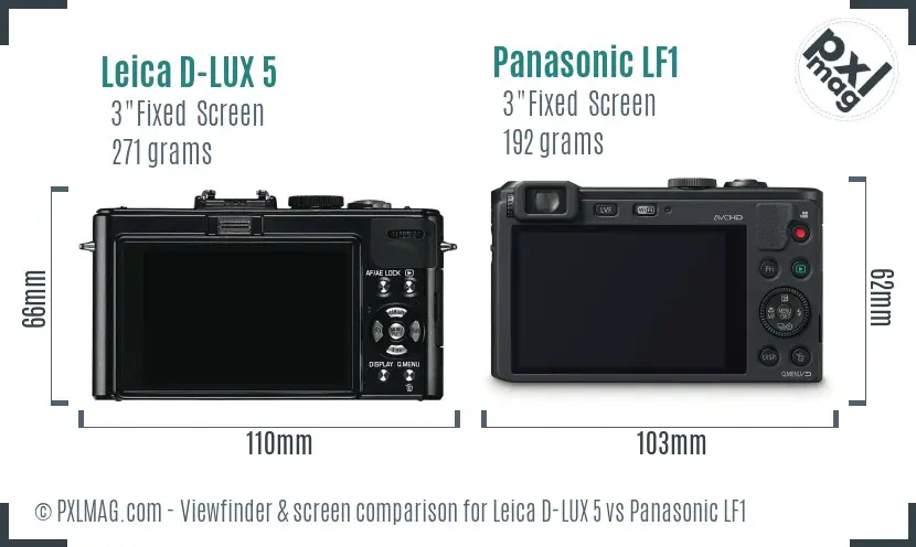 Leica D-LUX 5 vs Panasonic LF1 Screen and Viewfinder comparison