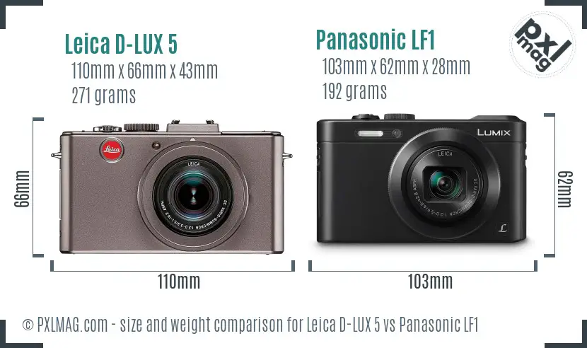 Leica D-LUX 5 vs Panasonic LF1 size comparison