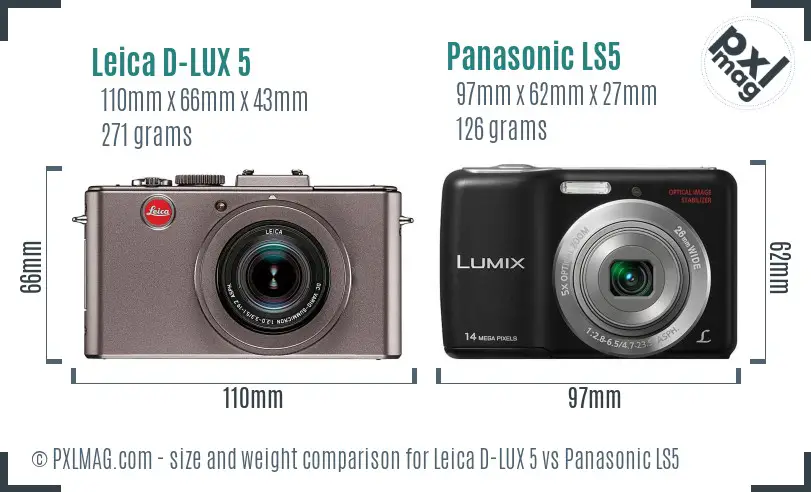 Leica D-LUX 5 vs Panasonic LS5 size comparison Leica D-LUX 5 vs Panasonic LS5 size comparison