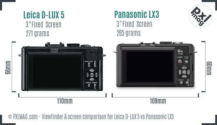 Leica D-LUX 5 vs Panasonic LX3 Screen and Viewfinder comparison Leica D-LUX 5 vs Panasonic LX3 Screen and Viewfinder comparison