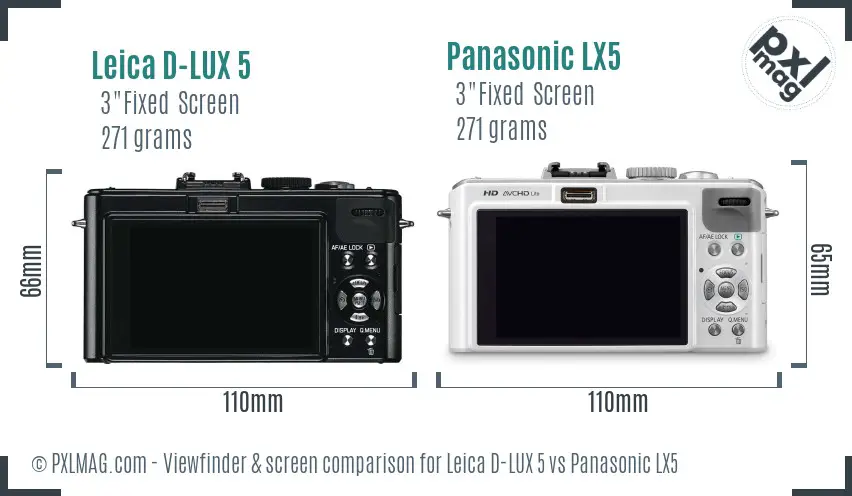 Leica D-LUX 5 vs Panasonic LX5 Screen and Viewfinder comparison