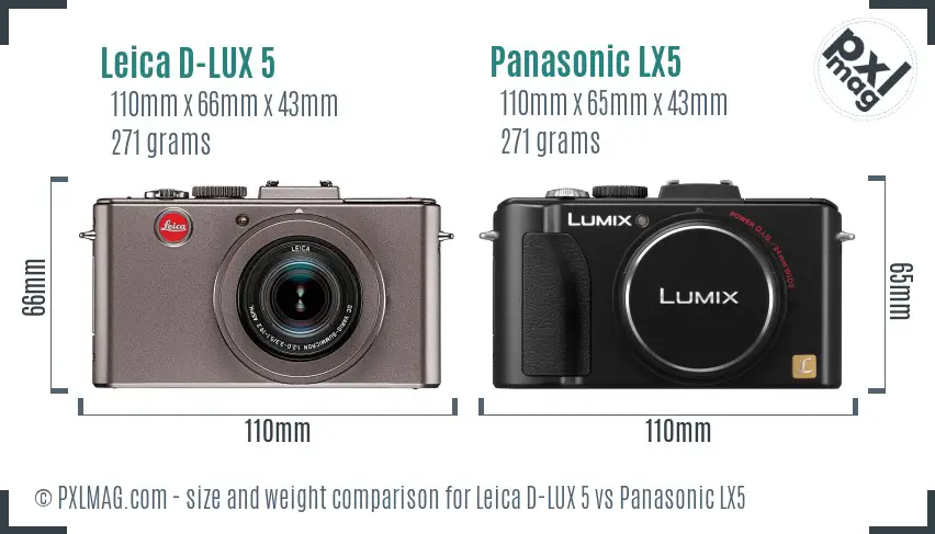 Leica D-LUX 5 vs Panasonic LX5 size comparison