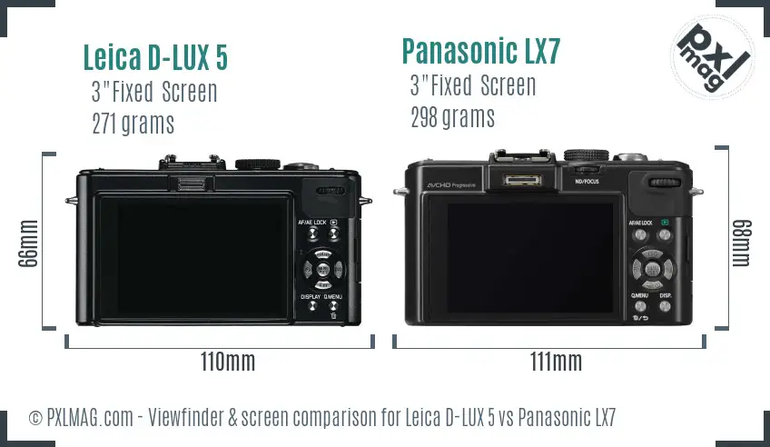 Leica D-LUX 5 vs Panasonic LX7 Screen and Viewfinder comparison