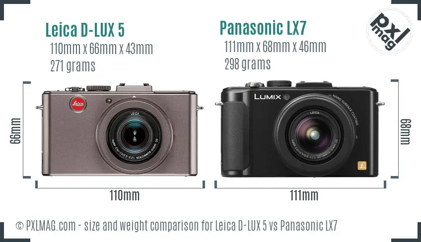 Leica D-LUX 5 vs Panasonic LX7 size comparison