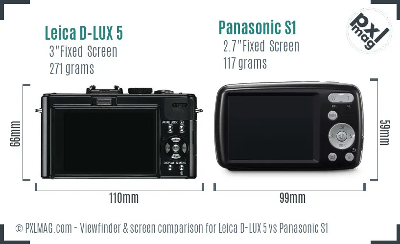 Leica D-LUX 5 vs Panasonic S1 Screen and Viewfinder comparison