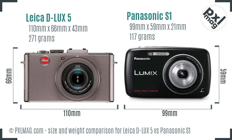 Leica D-LUX 5 vs Panasonic S1 size comparison