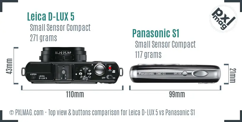 Leica D-LUX 5 vs Panasonic S1 top view buttons comparison