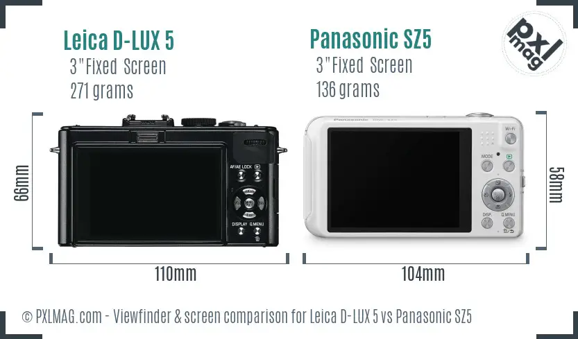 Leica D-LUX 5 vs Panasonic SZ5 Screen and Viewfinder comparison Leica D-LUX 5 vs Panasonic SZ5 Screen and Viewfinder comparison