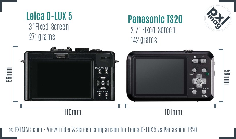 Leica D-LUX 5 vs Panasonic TS20 Screen and Viewfinder comparison