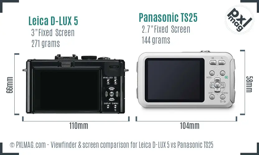 Leica D-LUX 5 vs Panasonic TS25 Screen and Viewfinder comparison Leica D-LUX 5 vs Panasonic TS25 Screen and Viewfinder comparison