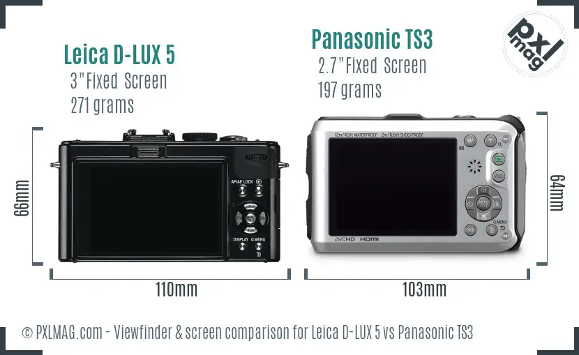 Leica D-LUX 5 vs Panasonic TS3 Screen and Viewfinder comparison