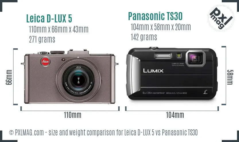Leica D-LUX 5 vs Panasonic TS30 size comparison