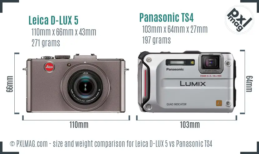 Leica D-LUX 5 vs Panasonic TS4 size comparison