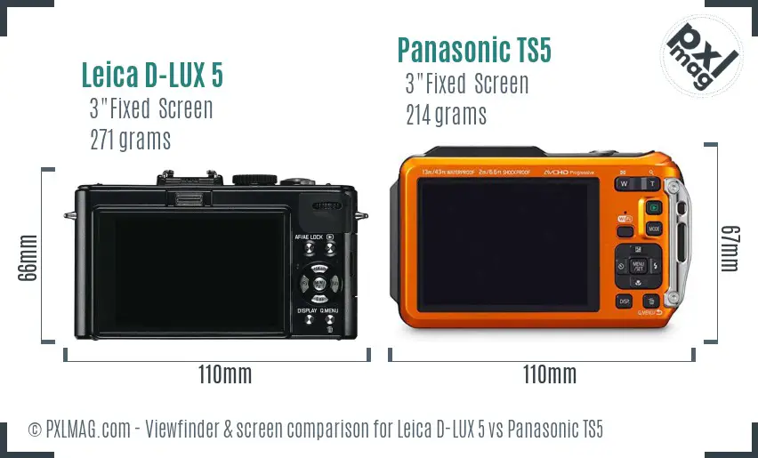 Leica D-LUX 5 vs Panasonic TS5 Screen and Viewfinder comparison