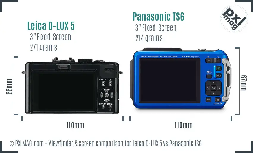 Leica D-LUX 5 vs Panasonic TS6 Screen and Viewfinder comparison