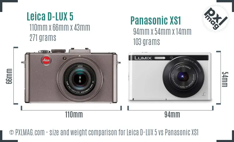 Leica D-LUX 5 vs Panasonic XS1 size comparison