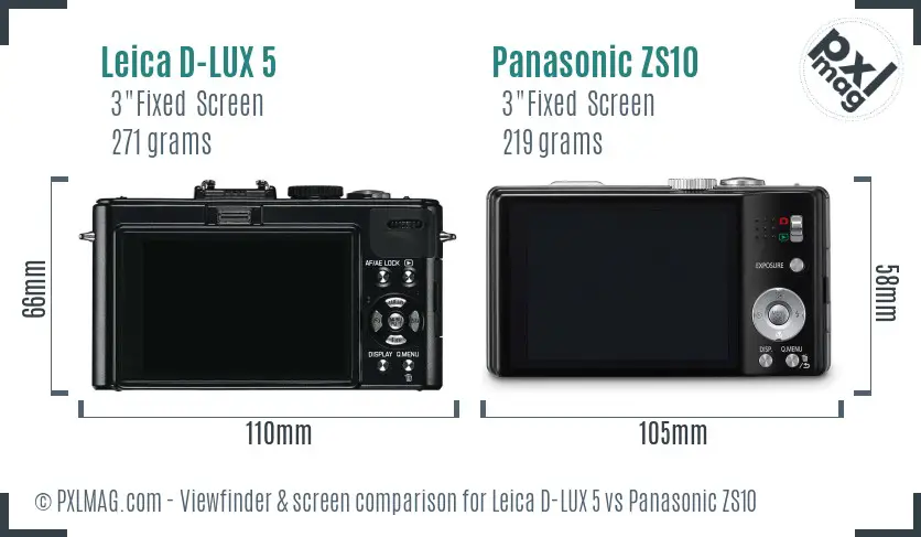 Leica D-LUX 5 vs Panasonic ZS10 Screen and Viewfinder comparison Leica D-LUX 5 vs Panasonic ZS10 Screen and Viewfinder comparison