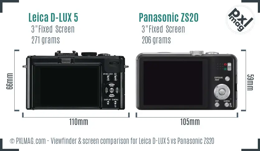 Leica D-LUX 5 vs Panasonic ZS20 Screen and Viewfinder comparison Leica D-LUX 5 vs Panasonic ZS20 Screen and Viewfinder comparison