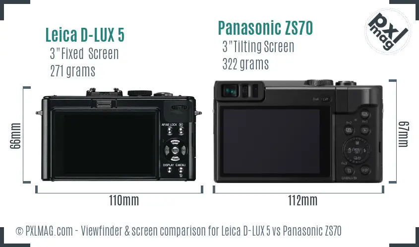 Leica D-LUX 5 vs Panasonic ZS70 Screen and Viewfinder comparison