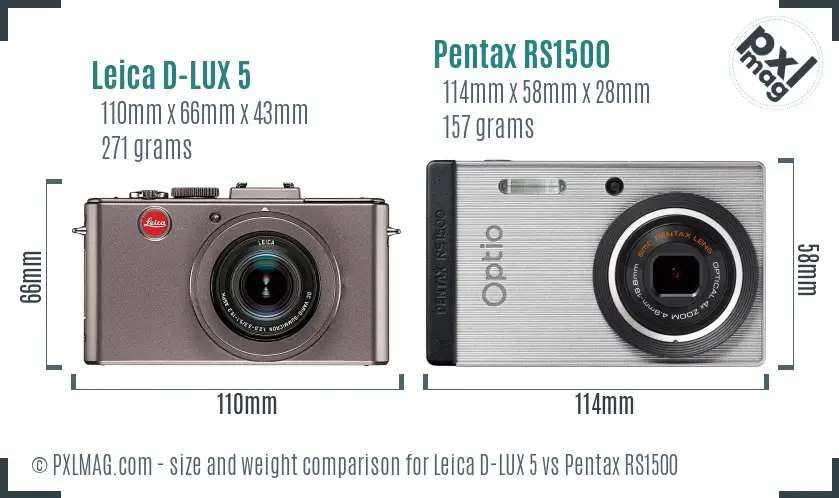 Leica D-LUX 5 vs Pentax RS1500 size comparison