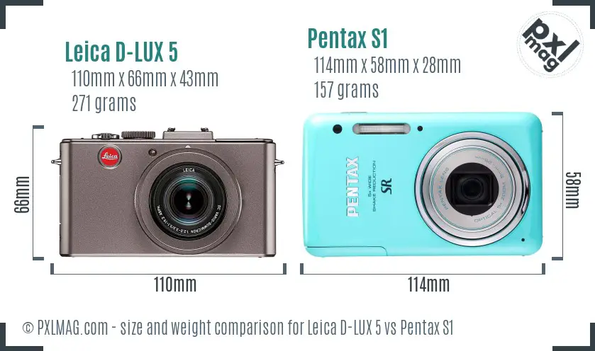 Leica D-LUX 5 vs Pentax S1 size comparison Leica D-LUX 5 vs Pentax S1 size comparison