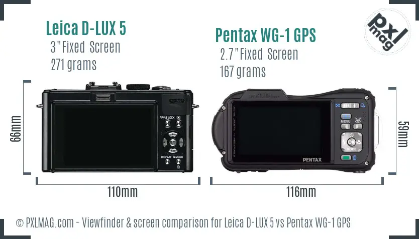Leica D-LUX 5 vs Pentax WG-1 GPS Screen and Viewfinder comparison Leica D-LUX 5 vs Pentax WG-1 GPS Screen and Viewfinder comparison