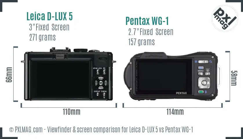 Leica D-LUX 5 vs Pentax WG-1 Screen and Viewfinder comparison