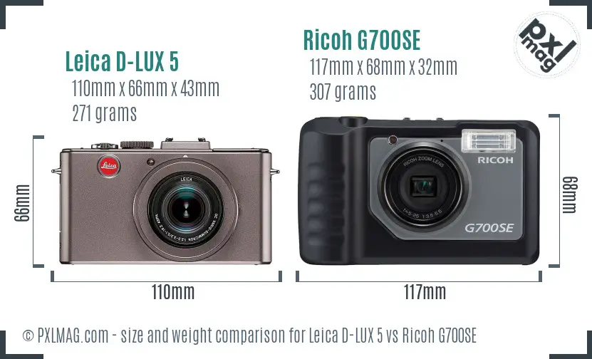 Leica D-LUX 5 vs Ricoh G700SE size comparison Leica D-LUX 5 vs Ricoh G700SE size comparison