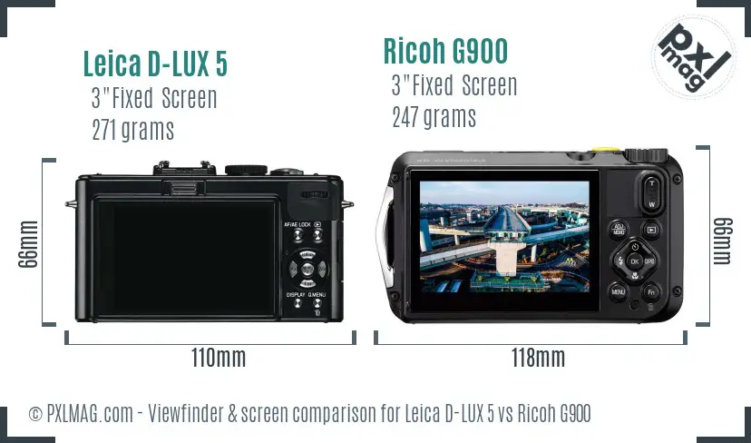 Leica D-LUX 5 vs Ricoh G900 Screen and Viewfinder comparison Leica D-LUX 5 vs Ricoh G900 Screen and Viewfinder comparison