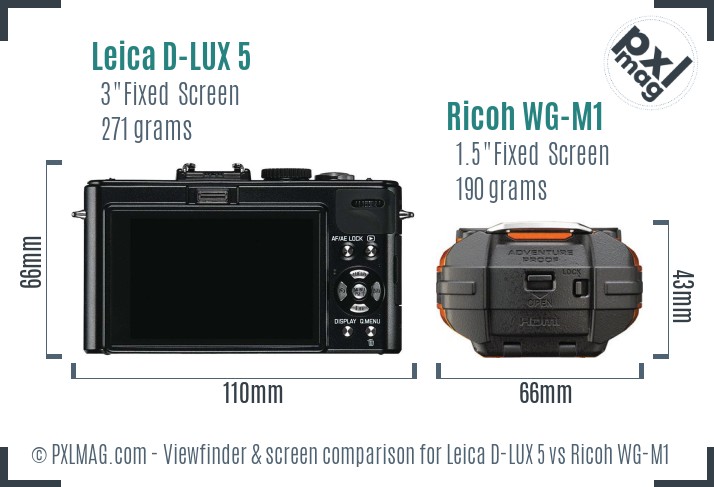 Leica D-LUX 5 vs Ricoh WG-M1 Screen and Viewfinder comparison