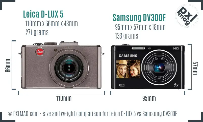Leica D-LUX 5 vs Samsung DV300F size comparison Leica D-LUX 5 vs Samsung DV300F size comparison