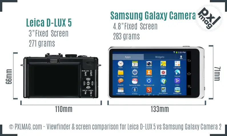 Leica D-LUX 5 vs Samsung Galaxy Camera 2 Screen and Viewfinder comparison