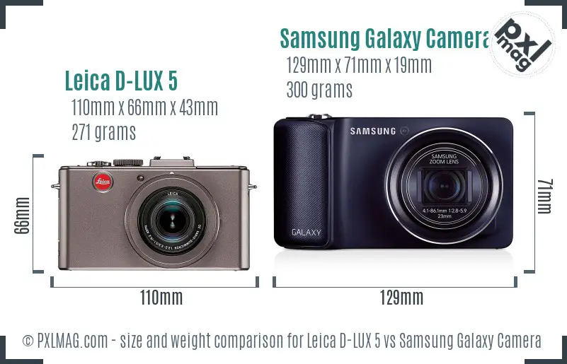 Leica D-LUX 5 vs Samsung Galaxy Camera size comparison