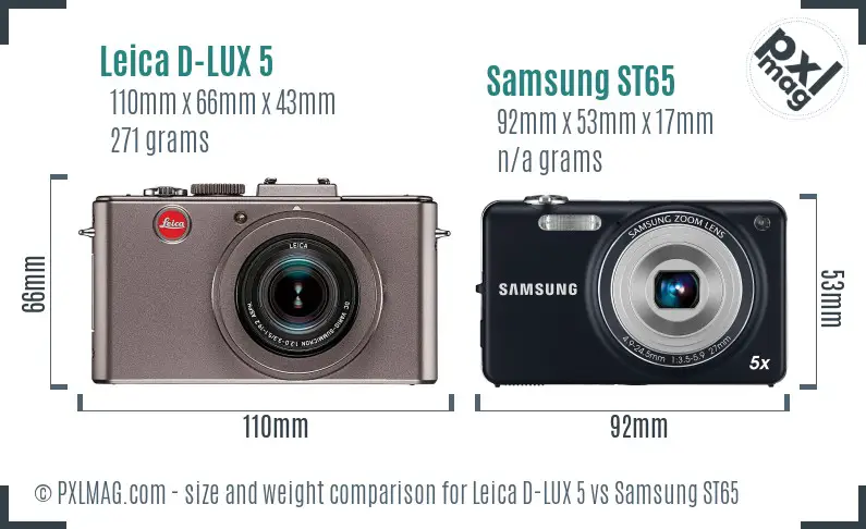 Leica D-LUX 5 vs Samsung ST65 size comparison