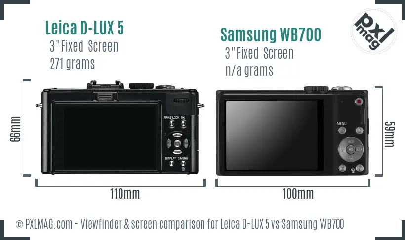 Leica D-LUX 5 vs Samsung WB700 Screen and Viewfinder comparison