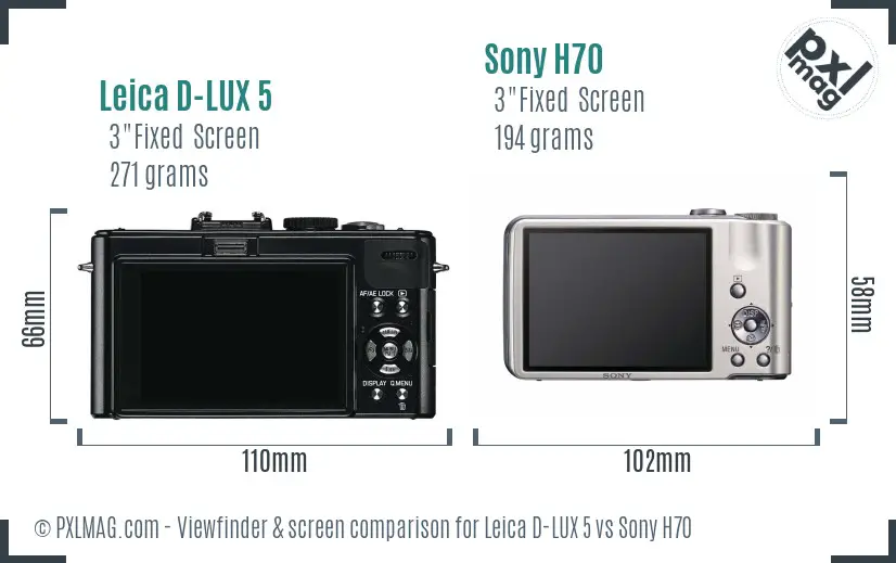 Leica D-LUX 5 vs Sony H70 Screen and Viewfinder comparison