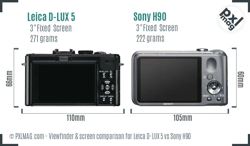 Leica D-LUX 5 vs Sony H90 Screen and Viewfinder comparison