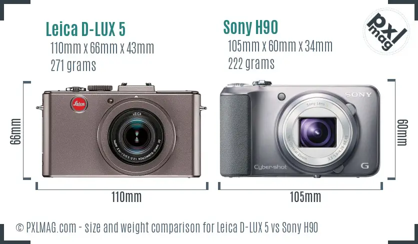 Leica D-LUX 5 vs Sony H90 size comparison