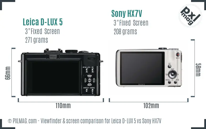 Leica D-LUX 5 vs Sony HX7V Screen and Viewfinder comparison Leica D-LUX 5 vs Sony HX7V Screen and Viewfinder comparison