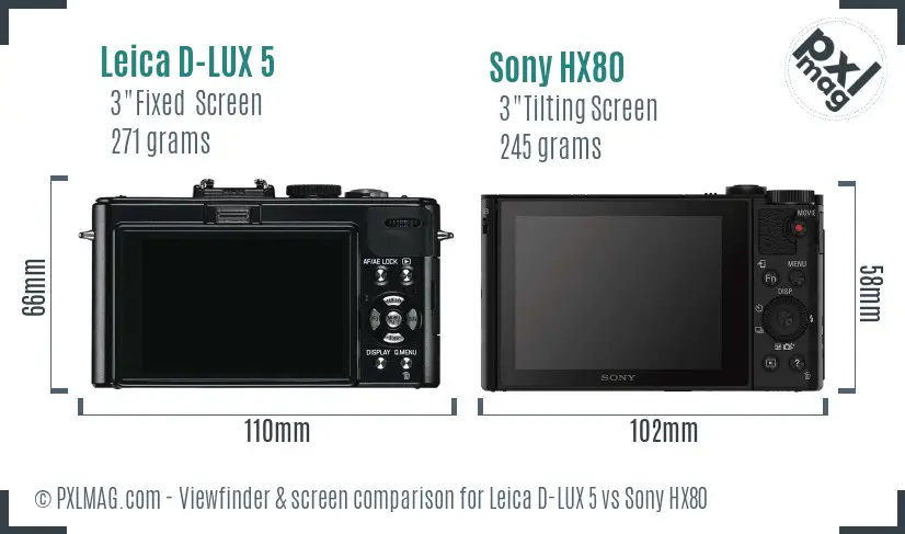 Leica D-LUX 5 vs Sony HX80 Screen and Viewfinder comparison