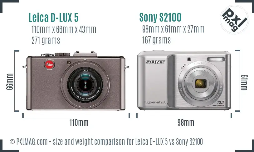 Leica D-LUX 5 vs Sony S2100 size comparison