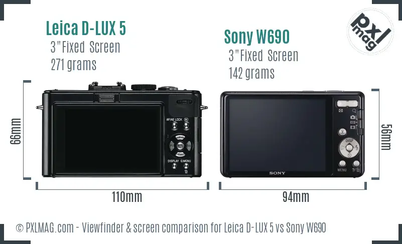 Leica D-LUX 5 vs Sony W690 Screen and Viewfinder comparison