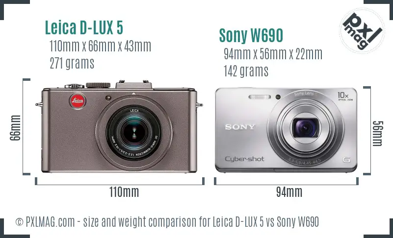 Leica D-LUX 5 vs Sony W690 size comparison