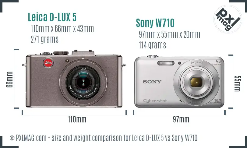 Leica D-LUX 5 vs Sony W710 size comparison Leica D-LUX 5 vs Sony W710 size comparison