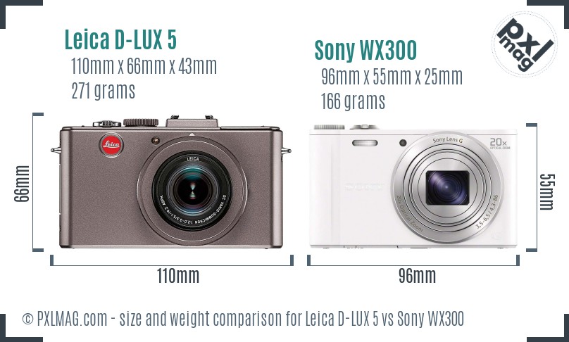 Leica D-LUX 5 vs Sony WX300 size comparison Leica D-LUX 5 vs Sony WX300 size comparison
