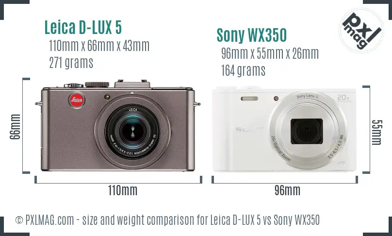 Leica D-LUX 5 vs Sony WX350 size comparison Leica D-LUX 5 vs Sony WX350 size comparison
